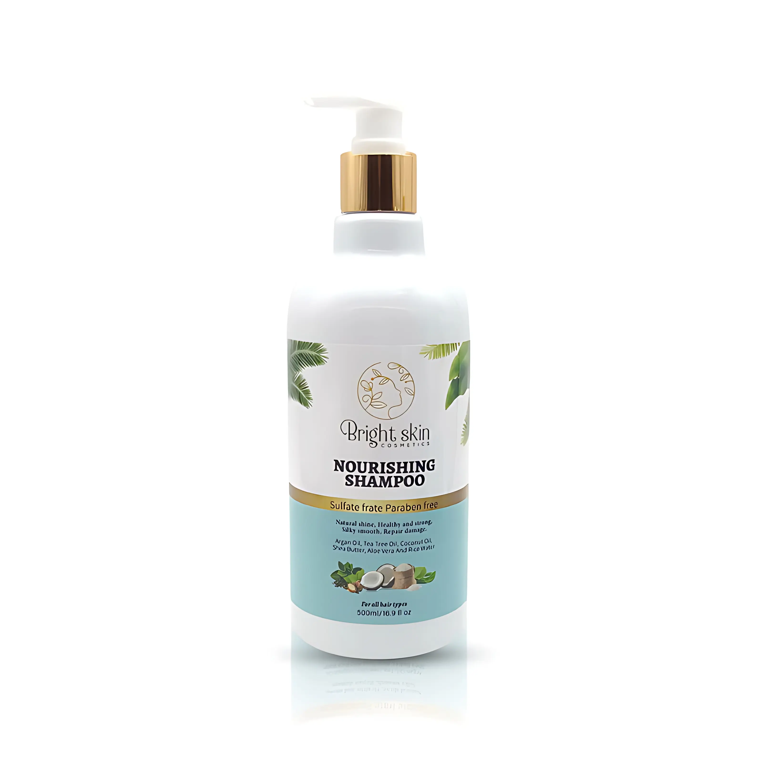 Bright Skin Cosmetics Nourishing Smooth Hair Shampoo - 500ml Lightweight Daily Cleansing Haircare Liquid with Blend Tech, Coconut & Tea Tree Natural Oils, Gentle Conditioning, Moisturizing, Softening, Purifying, Scented, Easy Rinse, Fresh, Ammonium Lauret