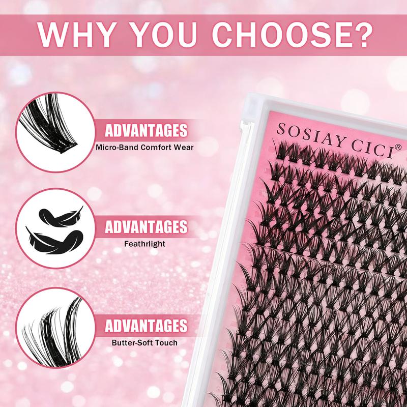 DIY Lash Extension Kit Volume Lash Clusters 40D D Curl Individual 320 pcs Lashes Lash Clusters Kit Thick Eyelash Extension Kit Lash Bond Seal Lash Tweezers Remover Brush for Self Application at Home Save Money(9-16MIX Lash Kit)