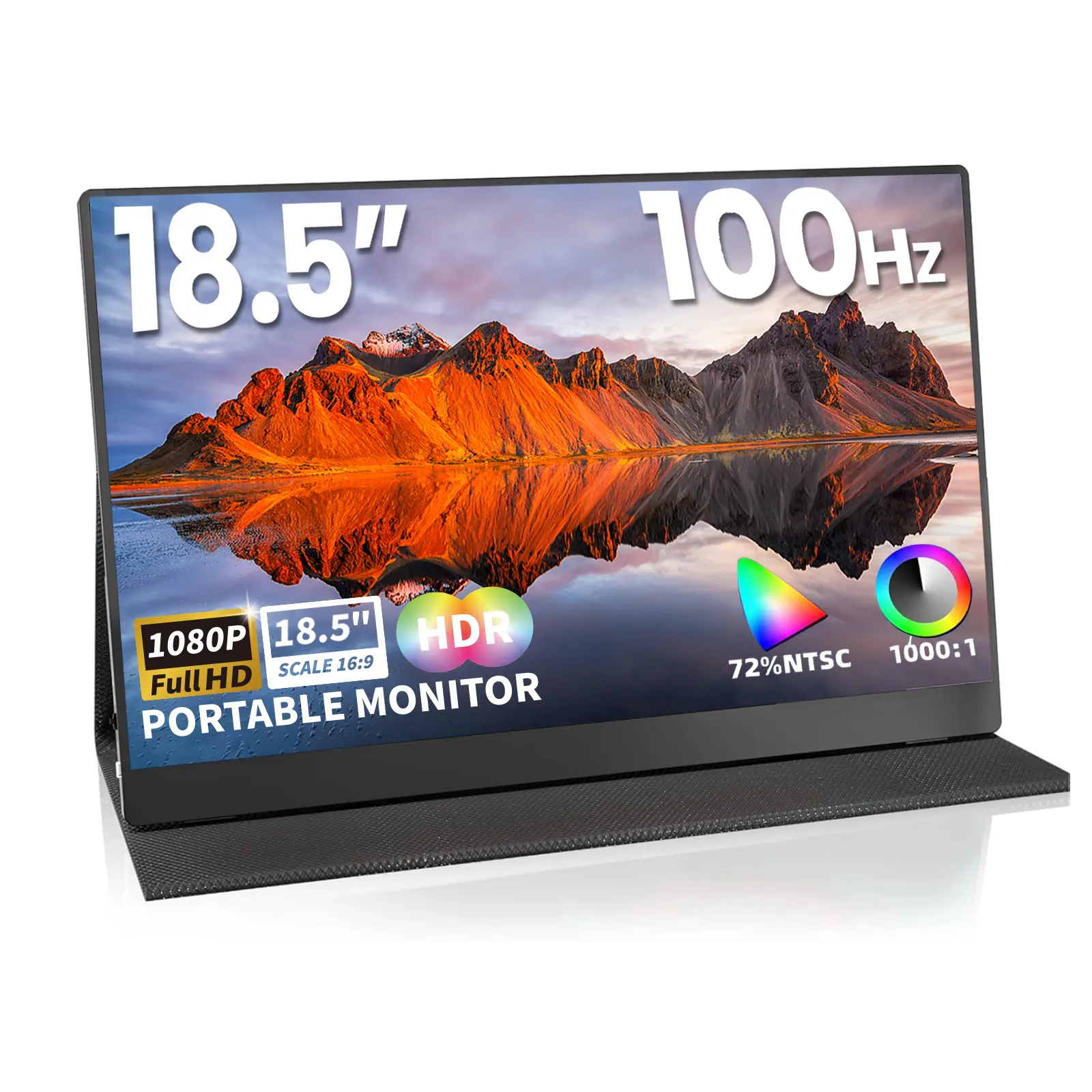 18.5"/17.3"/15.6" Portable Monitor, 60/100Hz, FHD 1080P, IPS, Ultra-Slim, HDR, USB-C & Mini HDMI, Built-in Speakers, VESA Mountable