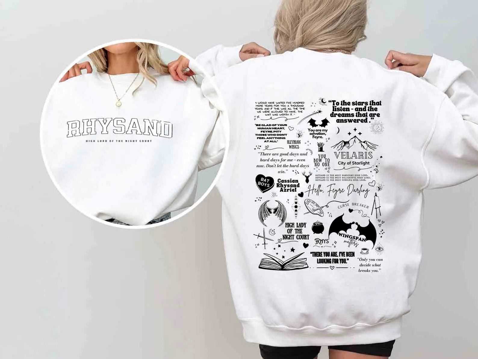The Rhysand Batboy 2sides Shirt, Acotar Series Shirt, Sjmaas Books Quotes TShirt Sweatshirt Hoodie Womenswear Sweaters