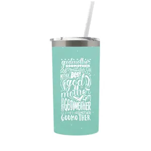 Godmother Birthday Gift Travel Tumbler or Coffee Mug for Women bday With Lid and Straw Appreciation Idea Mint 0258