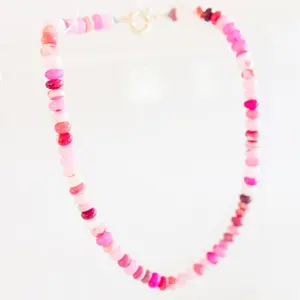 Savannah Opal Necklace - Pink Opal Colorful Beads 18 Inch Gold-Filled Sailor Clasp