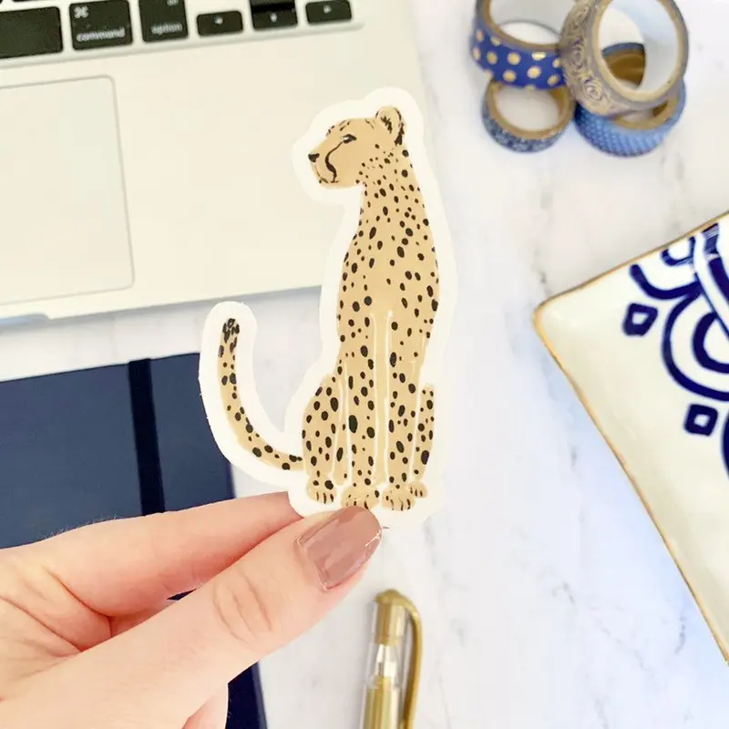 Elyse Breanne Design Bold Energy Cheetah Print Vinyl Car Sticker - 3.5x2 inches Waterproof Removable Animal Print Decor for Car Accessories