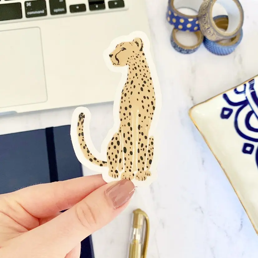 Cheetah Waterproof Vinyl Sticker, 3.5x2" Cheetah Waterproof Vinyl Sticker, 3.5x2"