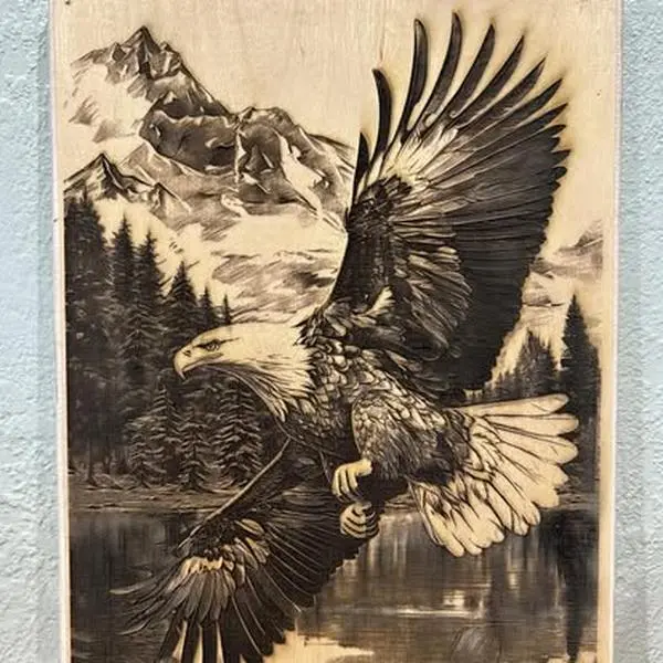Soaring Eagle - Wooden Laser Engraved Art
