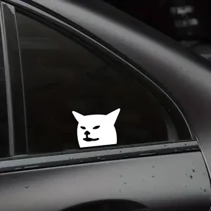 Smudge Cat Meme Peeker Decal, Funny White Cat Vinyl Sticker, Peeking Car Window Laptop Decal, Waterproof Durable Sticker, Viral Humor Gift