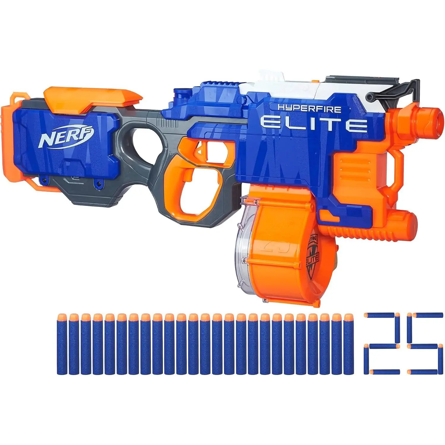 Nerf HyperFire Motorized Elite Blaster, 25-Dart Drum, Fires Up to 5 Darts Per Second, Includes 25 Official Elite Darts (Amazon Exclusive)