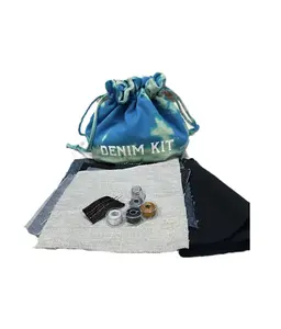 DIY Denim Patch and Repair Kit with Reusable Fabric Bag
