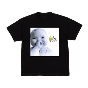 Niche AI Baby Meme T-Shirt - Black Short Sleeve Round Neck