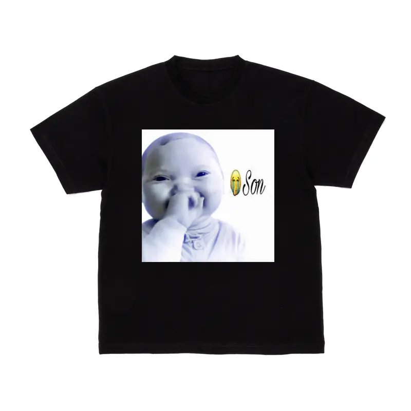 Niche AI Baby Meme T-Shirt - Black Short Sleeve Round Neck