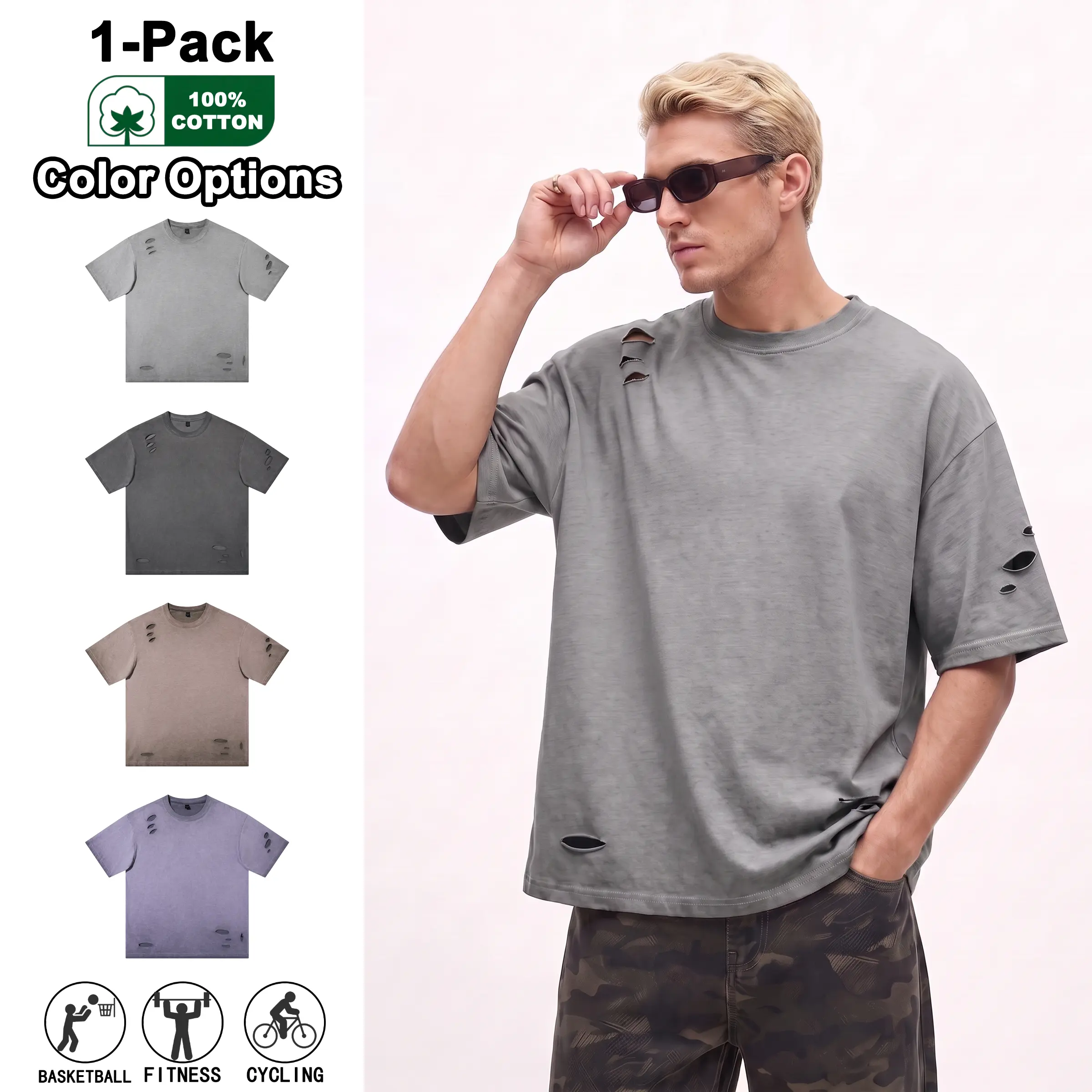 Men’s 100% cotton vintage washed crewneck T-shirt with a relaxed fit, breathable and comfortable for all seasons, suitable for everyday wear, casual and versatile, unisex design, top choice for gifting.