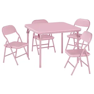 5-Piece Folding Card Table Set – Portable Table with 4 Chairs, PU Padded Seats, Lightweight & Easy Storage for Indoor & Outdoor Use