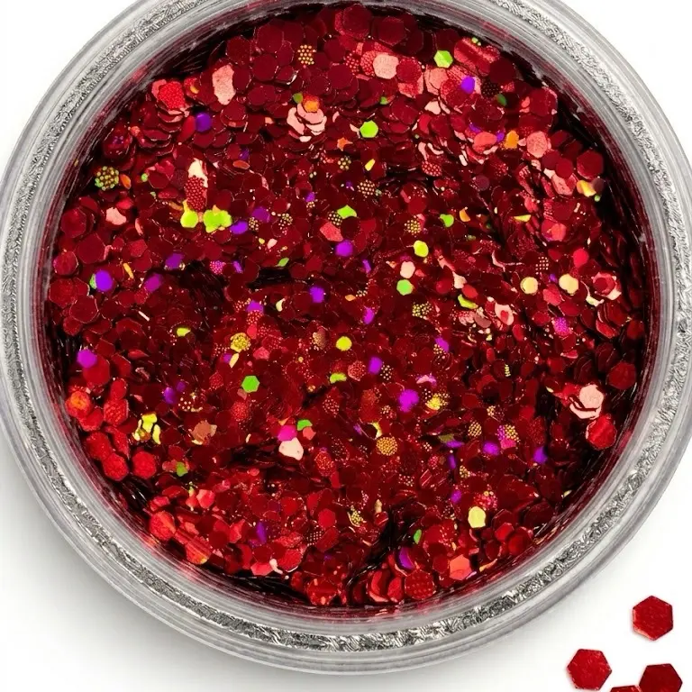 Reese & Riley Co. Scarlet Premium Red Holographic Chunky Glitter Mix - High-Shine Crafts Supply for Resin Art, Tumblers, Little Goes a Long Way