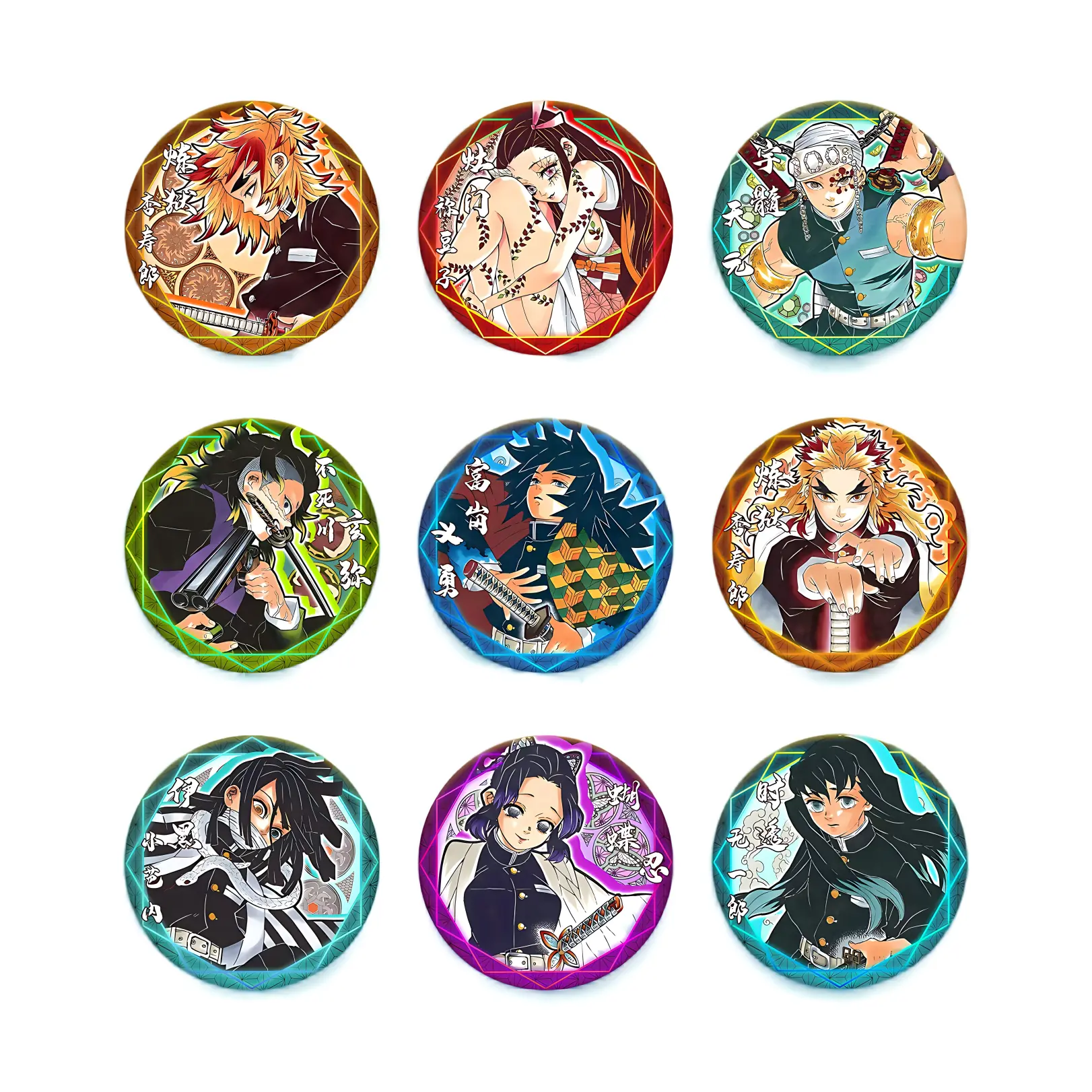 Demon Slayer Cartoon Collectible Trading Card with Unisex Brooch Pin, Decor Pins, Collectible Card