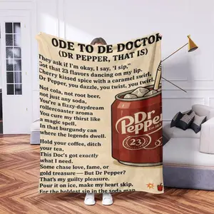 Dr. Pepper Vintage Poster, Beverage Lover Gift, Home Decor, Couch, Bedroom, Living Room, Travel, Camping, Slogan Print Blanket