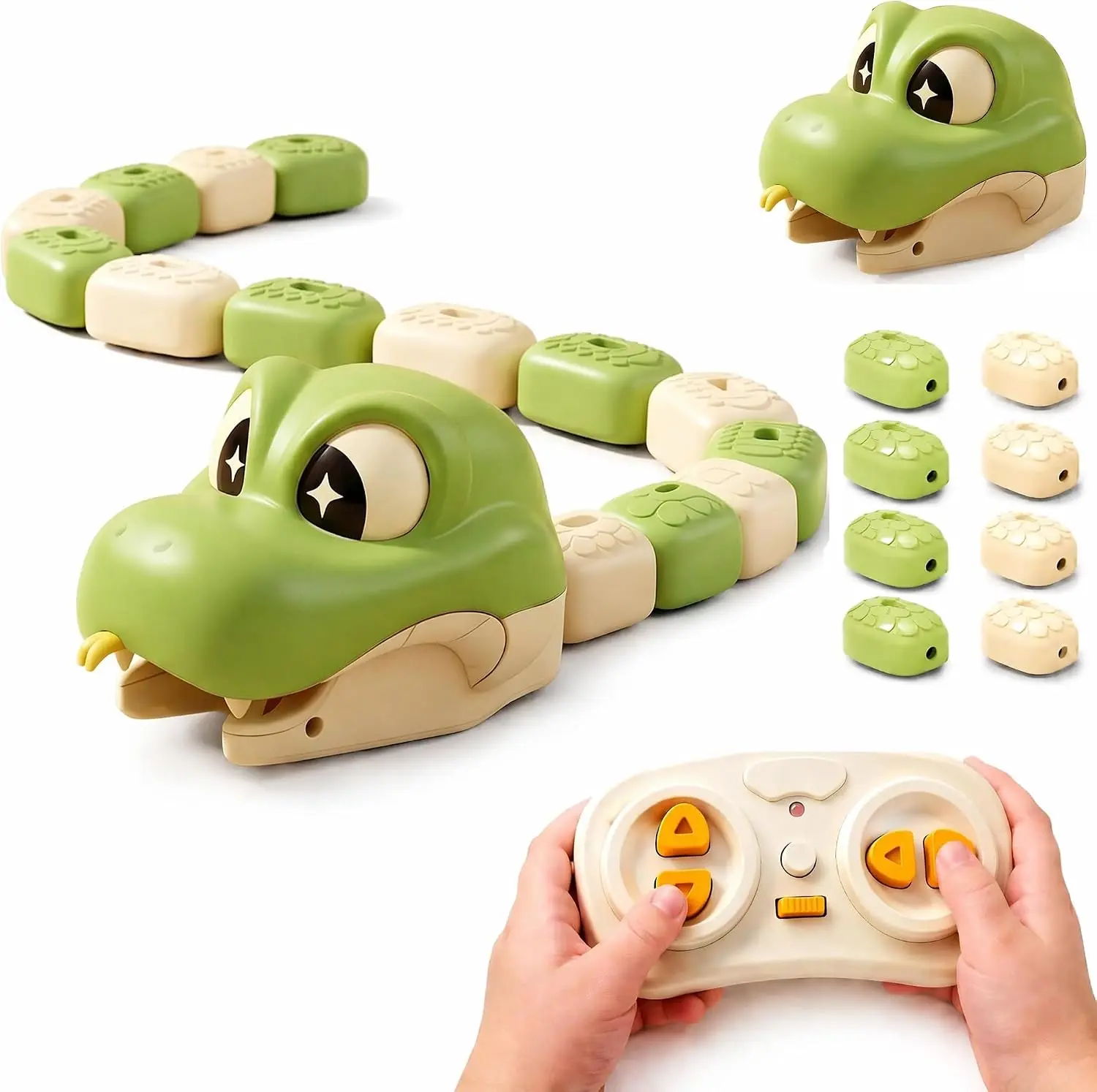 Magnetic Snake Game Toy Eating Itself, Remote Control Eating Snake Toys with Sound and Light, Interactive Parent-Child Competitive Game Race Car Toy for Kids Boys Girls