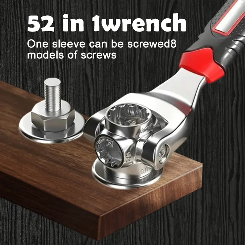 1pc 52 In 1 Universal Socket Wrench, Multifunctional Torx Wrench, 6 Tooth 12 Tooth Wrench, 360 Degree Universal Swivel Head, Wrench Tool For Home And