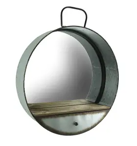 20.5in Galvanized Tub Frame Wall Mirror - Grey w/ Drawer for Rustic