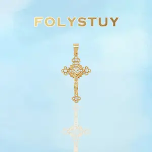 [FOLYSTUY (K144)]Ornate Crucifix Charm Pendant 25.8mm Width