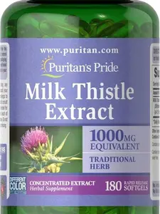 Puritan's Milk Thistle 4:1 Extract 1000mg 180 Softgels (Silymarin) Liver Health Sea Moss
