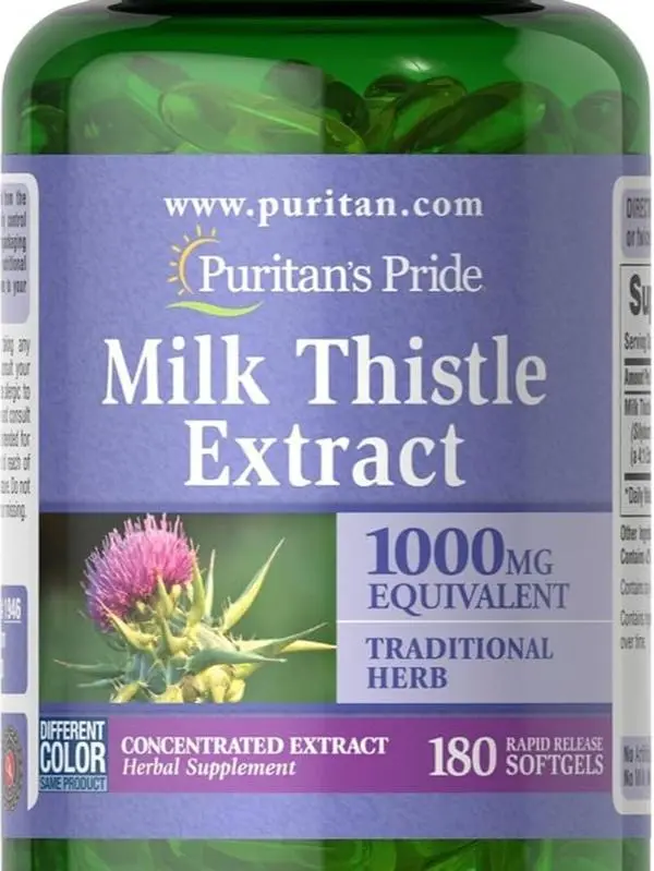 Puritan's Milk Thistle 4:1 Extract 1000mg 180 Softgels (Silymarin) Liver Health Sea Moss