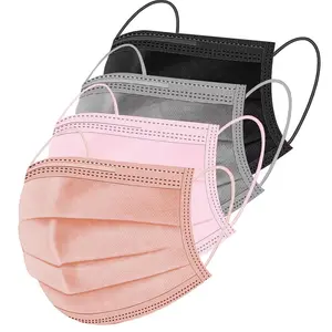 100 Pack 3-Ply Disposable Face Masks - Breathable Non-Woven, Nose Clip & Elastic Earloop