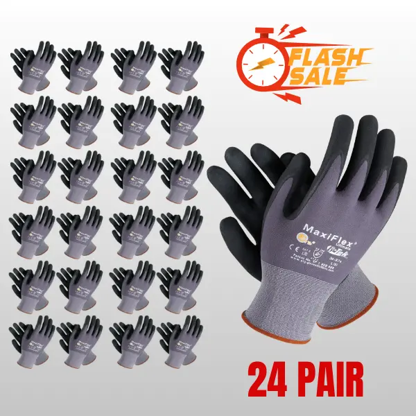MaxiFlex Ultimate Work Gloves – Gray Foam Nitrile Palm Coated, Touchscreen Compatible, High Dexterity, Breathable Construction Safety Gloves, 24 Pack