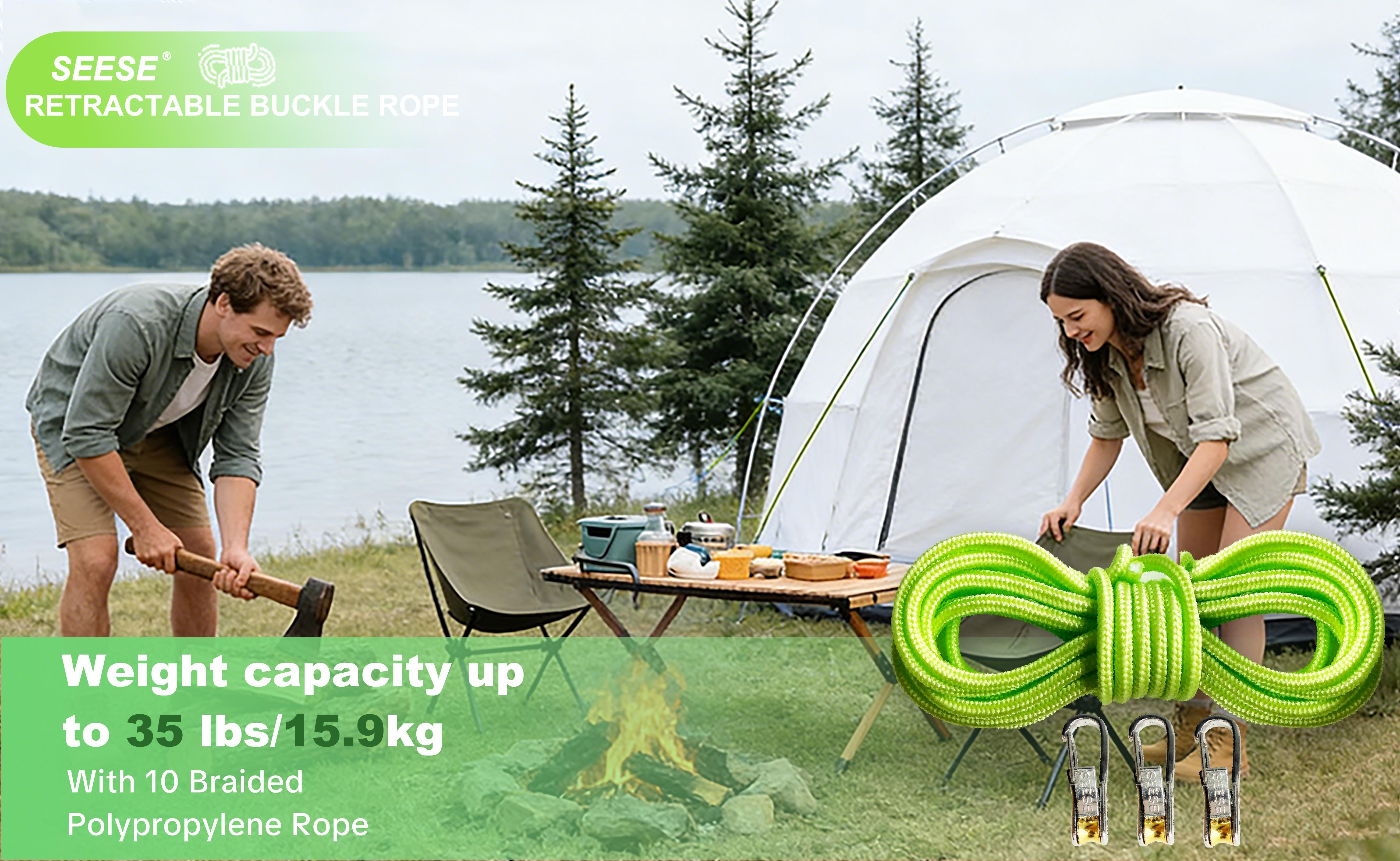 SEESE Rope Tightening Tool & Tensioner,  Retractable Buckle Rope-Adjustable Ropes 2026 New Rope Roller with Accessory Cord - Easy Secure Tie Down for Outdoor,Camping, Marine Rope,and Boating Guy Lines ,Tools Gadgets,Truck Stuff ,Car Essentials