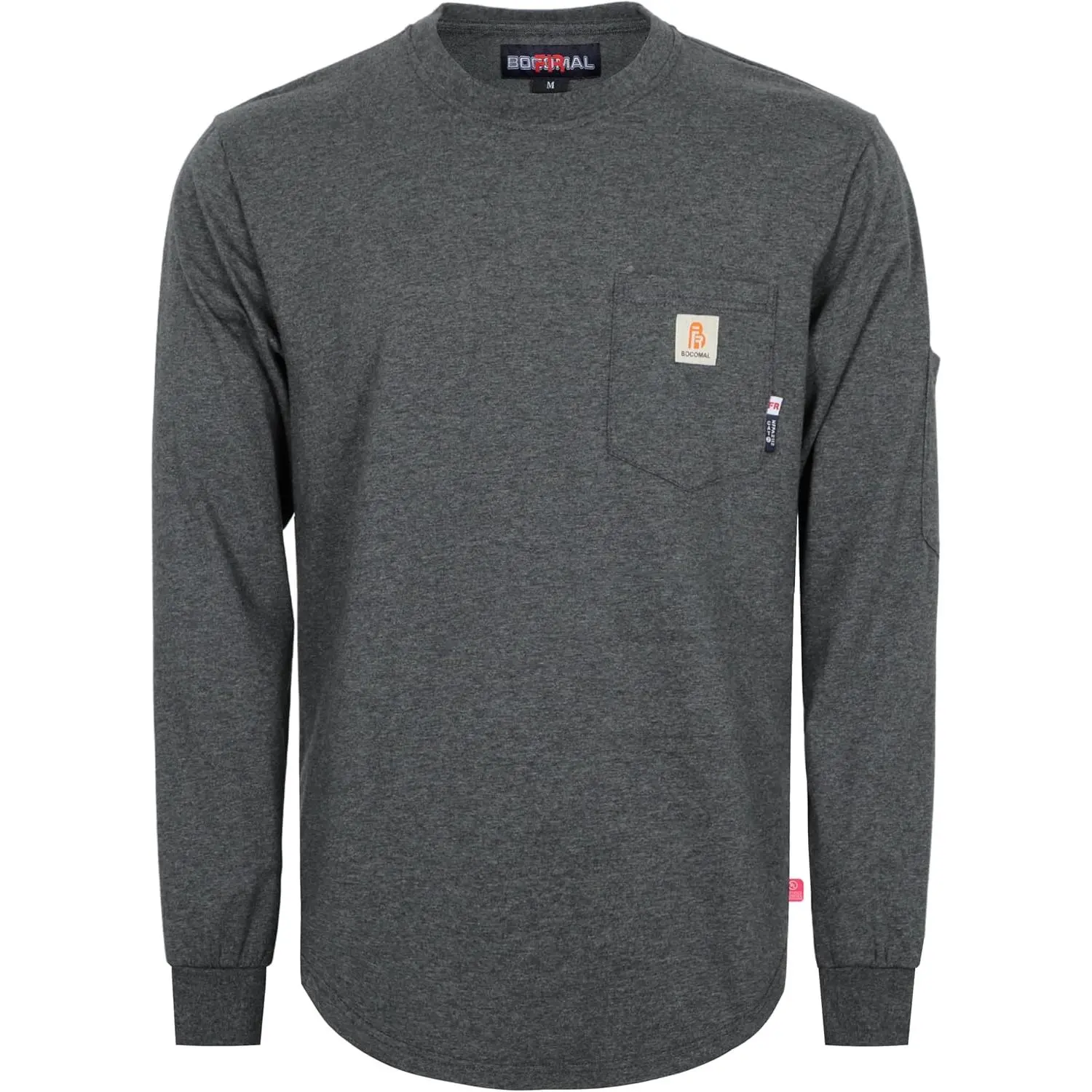BOCOMAL Men's FR Shirts 6oz Midweight Crew Neck Long Sleeve Shirt Fire Retardant Soft Workwear
