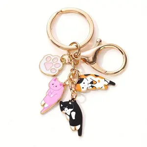 1pc Cartoon Cat Keychain Cute Animal Key Ring Purse Bag Backpack Car Key Charm Earbud Case Accessory Women   Cat Mom Gift