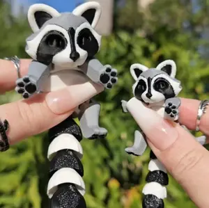 raccoon in trash can - articulating 3d printed figure home decor gift desk