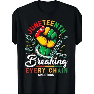 Juneteenth T-shirt Women'S Men'S African American Freedom 1865 Novelty T-shirt, Men'S T-shirt, short sleeve, everyday wear and vacation style shirt Streetwear Casual comfort color shirts oversized tshirt Black Crewneck 25530 Menswear Top