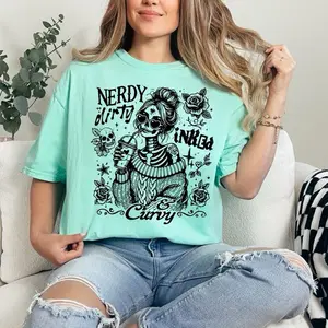 Nerdy Dirty Inked and Curvy T-shirt Comfort Colors Summer Everyday Style Shirtsleeve love casual comfortable super soft relaxed fit unisex Sizing womenswear Streetwear  vintage Crewneck Printed Loose Graphic
