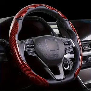 3PC Car Anti-skid Carbon Fiber Style Steering Wheel Cover, GM Suitable Steering Wheel Cover, Car Buckle Steering Wheel Cover! !