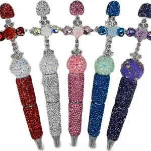 Cross Jesus Religious Bling Rhinestone Refillable Pens in Vibrant Colors for Stylish Writing