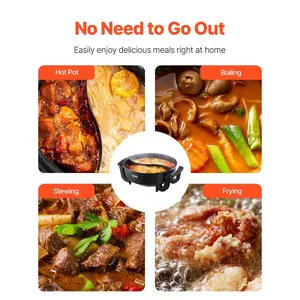 fathersdaygift VEVOR Electric Hot Pot, 1360W 5 L Double-flavor Shabu Shabu Pot, Non-Stick Electric Cooker with Divider, Clear Glass Lid, Temperature control, Chinese Hotpot for 6-10 People Family Dinning Party