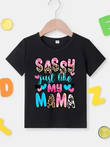 Toddler Girls' "Sassy Just Like My Mama" Leopard Print Graphic T-Shirt - Cute Short Sleeve Tee