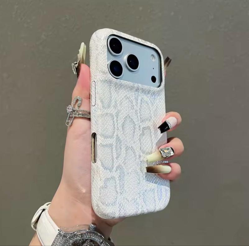 Trendy Luxury Classic Snake Pattern Leather Phone Case For iPhone 17 Series Hard PC Shockproof Protector Back Cover