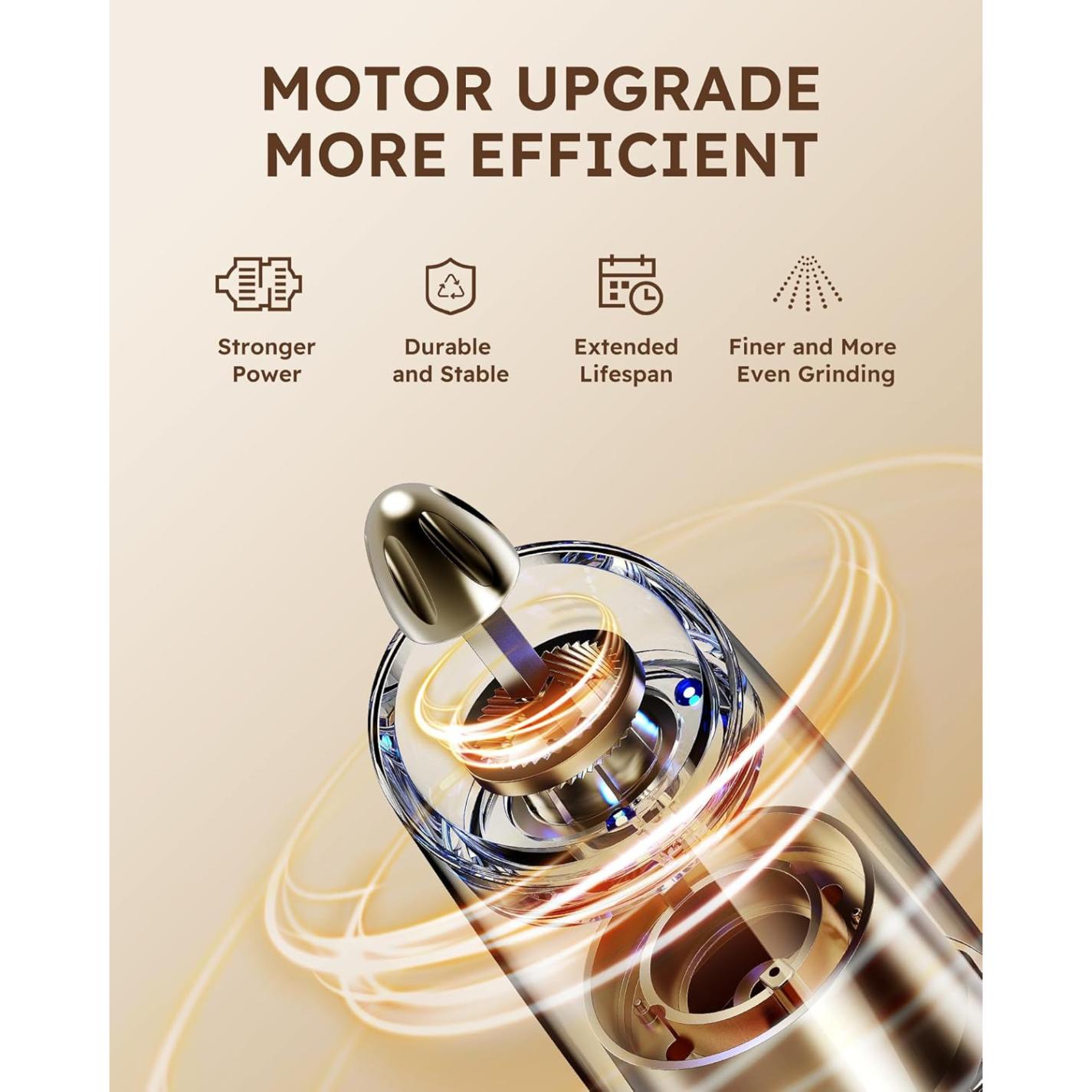 Gravity Electric Salt and Pepper Grinder Set Automatic Shakers Mill Grinder with LED Light, BATTERY POWERED Adjustable Coarseness One Hand Operation, Upgraded Larger Capacity