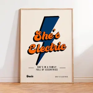 She's Electric Oasis Inspired Poster, Oasis Wall Art, Rock Music Art Print, Oasis Reunion Tour, Home Room Decor