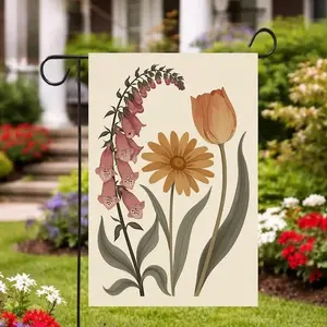 Floral Garden Flag 12x18 Inch, Elegant Flower Design Flag with Botanical Art, High-Quality Polyester Material, One-Sided Print, Perfect for Outdoor Decor
