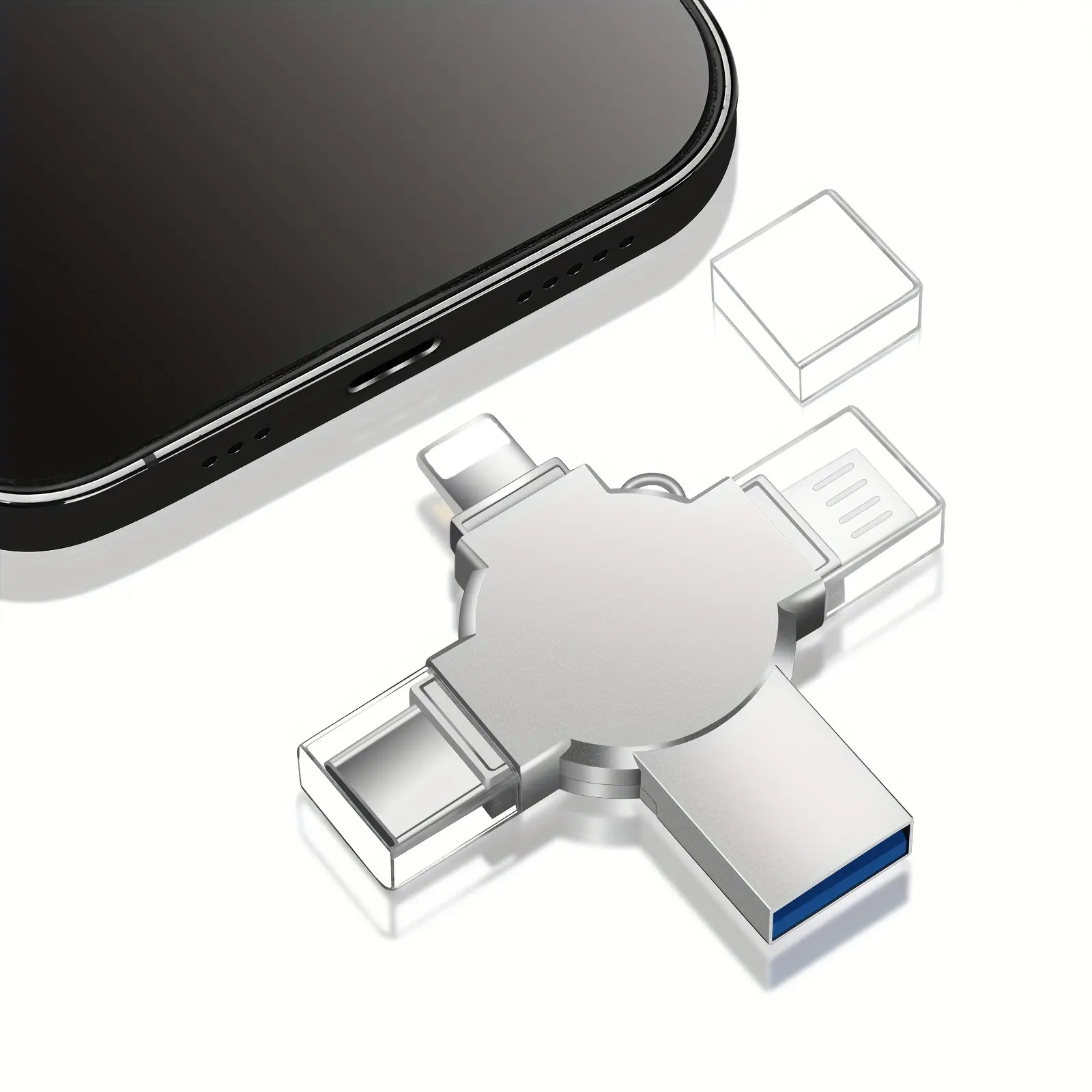 USB 3.0 Flash Drive Memory Stick for iPhone & Type-C, 128GB to 1TB Multi-Purpose Storage, 4 in 1 Micro USB Stick Pen Drive Type C Pendrive Thumb Drive for iOS & Android & Type-C & PC USB External Memory Usb Flash Drives Usb Storage Otg