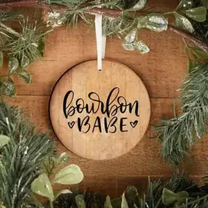 Bourbon Babe 4" wooden circle ornament Christmas Tree