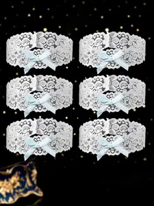 6 Piece Vintage Stretch Lace Bridal Garter Set with Bow for Wedding, Elegant Crochet Lace Design for Spring & Summer Events
