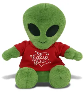 DOLLIBU Cuddly Stuffed Animal Alien, 11" Super-Soft Plush "I Love You" Red Shirt, Soft Adorable Stuffed Animal Gift