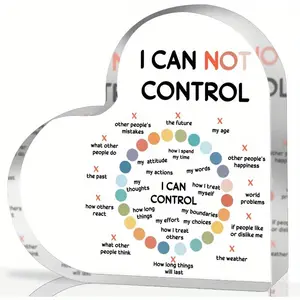 Acrylic Heart-Shaped "I Can Not Control" Sign, Mental Health Therapy Affirmations, School Counselor Decor, Classroom Art Supplies, Educational Gift for Social Worker, Office Supplies, 3D Wall Art