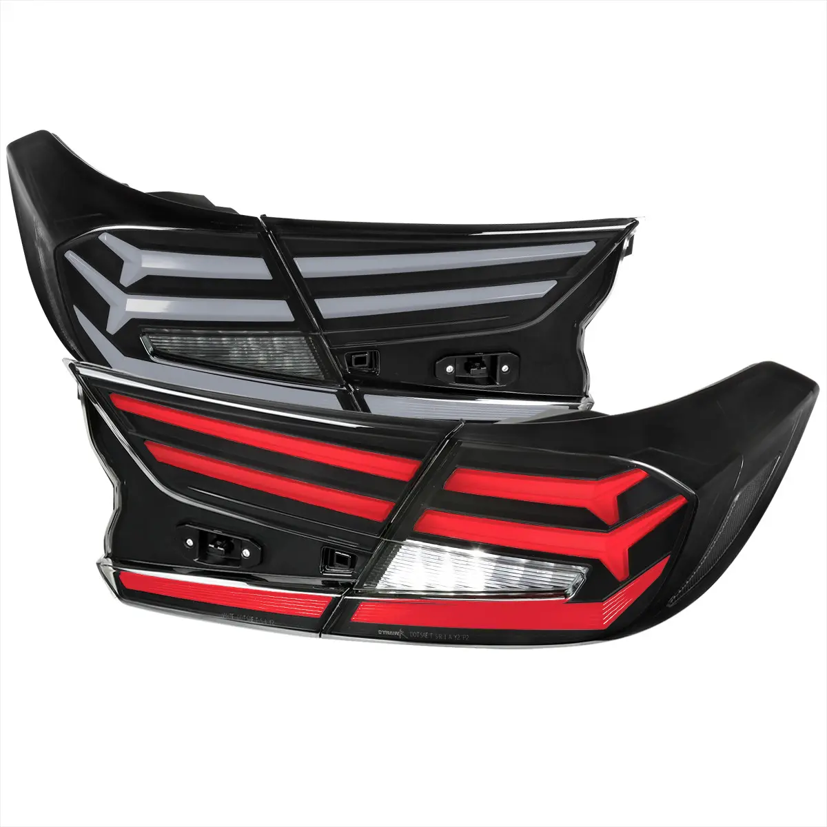 2018-2022 Honda Accord Sedan LED Sequential Signal Tail Lights (Matte Black Housing/Clear Lens) 2018-2022 Honda Accord Sedan LED Sequential Signal Tail Lights (Matte Black Housing/Clear Lens)