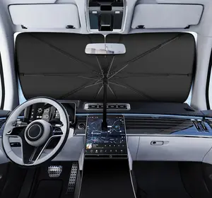 Compact-Fold Anti-UV Windshield Sunshade, Multipurpose Car Front Window Heat Protective Umbrella for Sedans/SUVs, Automotive Accessories, Car Stuff (130cm / 77.5cm Sizes)