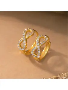 Zirconia Infinity Symbol Ear Cuffs Hoop Earrings for Women Minimalist Mobius Loop Endless Love Design Fashion Ear Studs for Cartilage Piercing