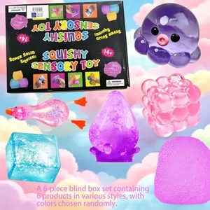 6pcs/set Unique and Creative Blind Box Malt Sugar Squeeze Toys with Slow-Rebound Design for Stress Relief and Party Entertainment – Great as a Small Gift